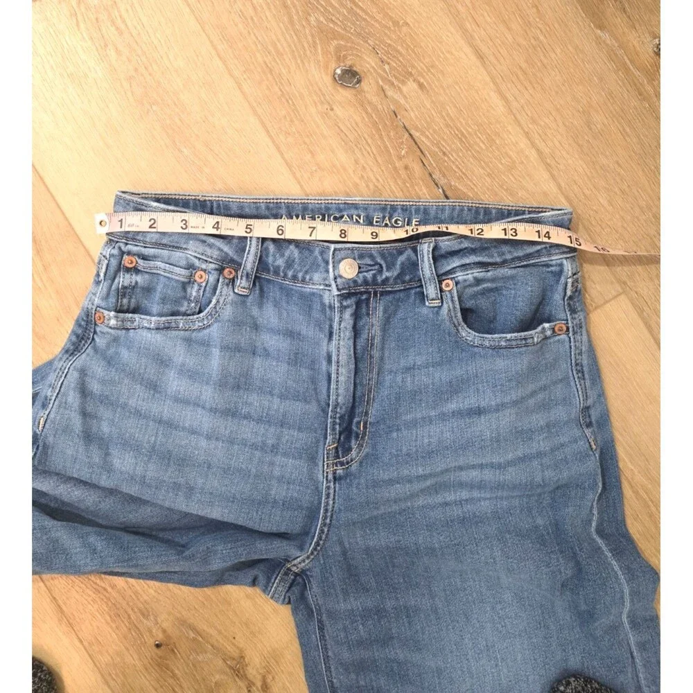 American Eagle Jeans Womens Sz 4T 30 Blue Super High Rise Baggy Wide Leg Stretch